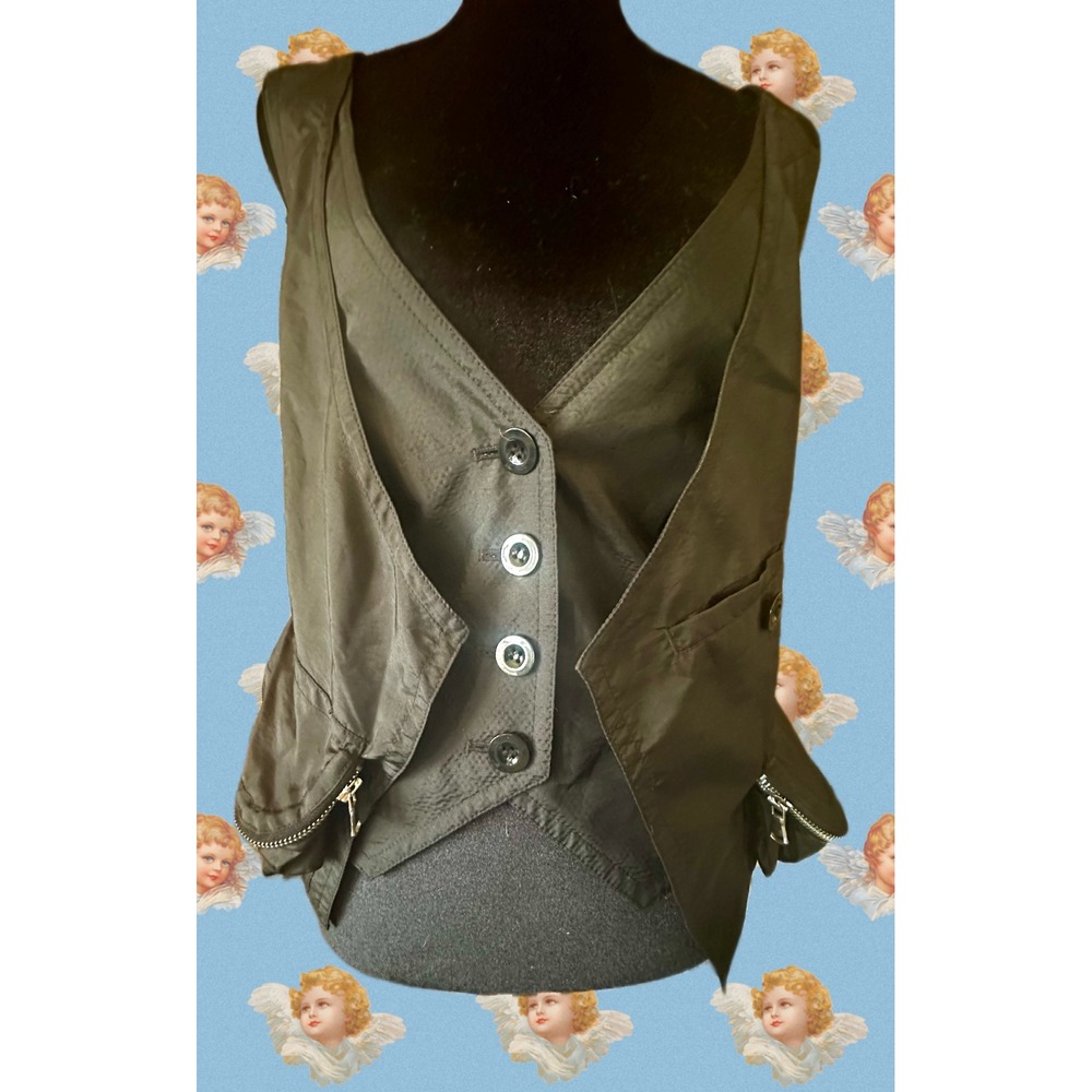 Marc by Marc Jacobs Black‎ Asymmetrical Zip Pocket Vest Women O/S